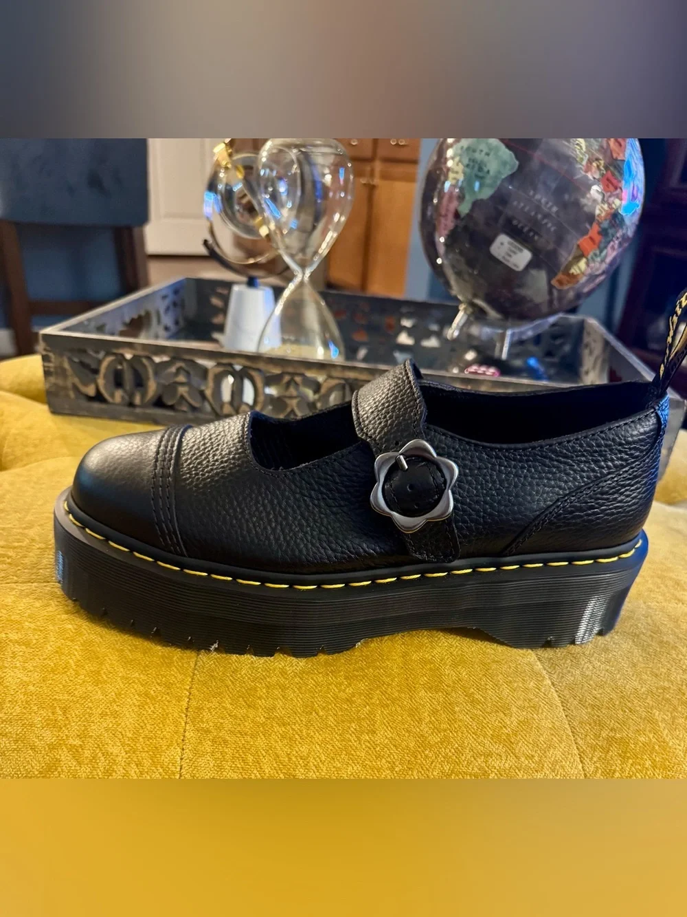 Dr. Martens Addina FLWR Mary Jane Women's Flower Buckle Shoes, Size 11